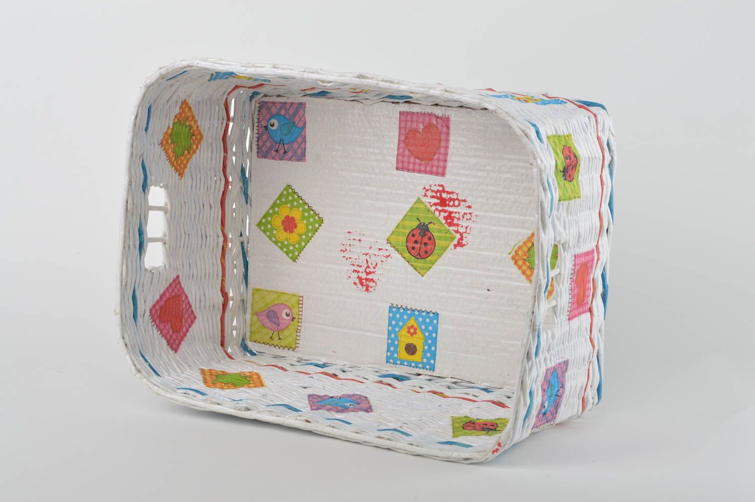 Корзинка ручной работы плетеная корзина декор для дома корзина из газет подарок фото 2