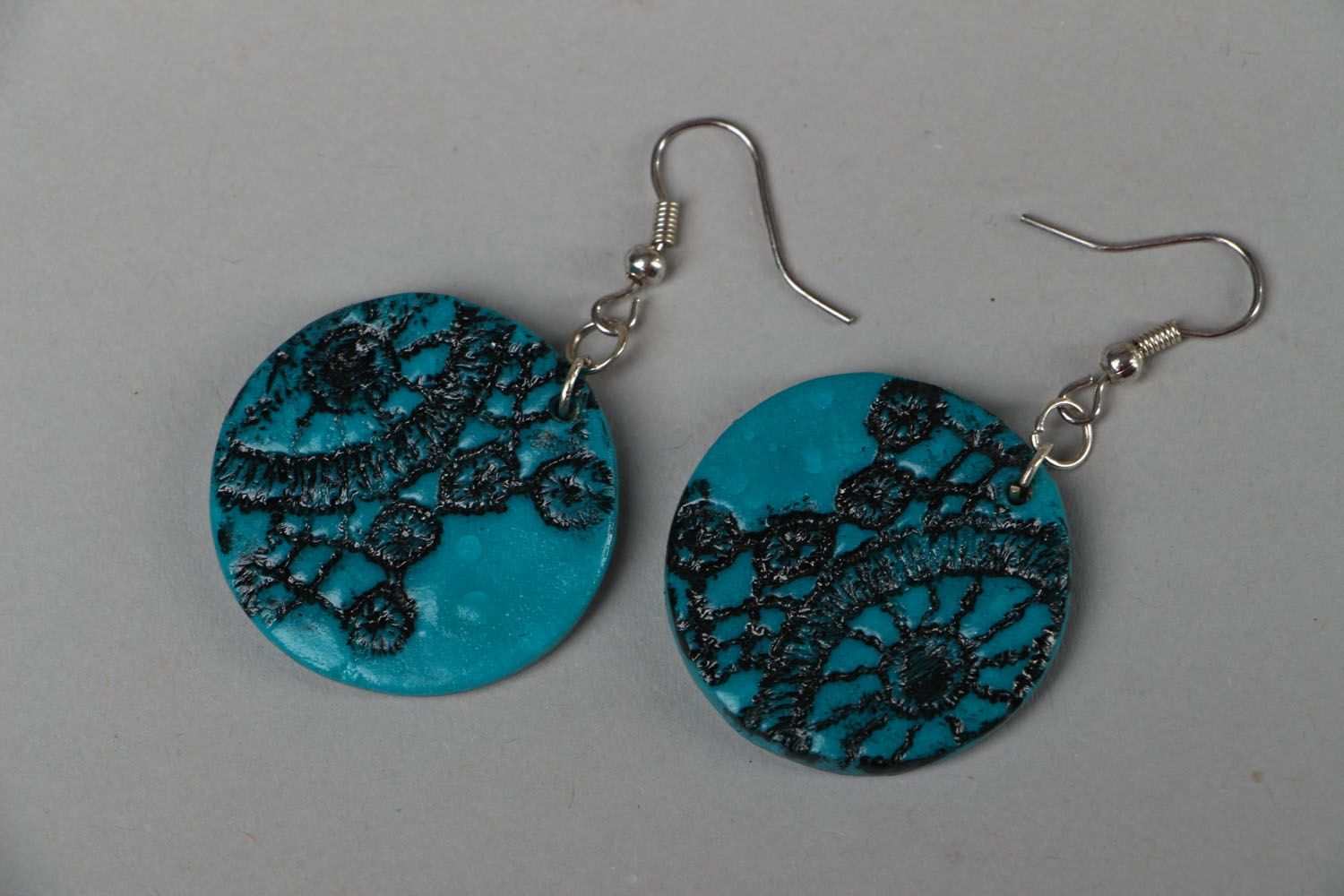 Polymer clay earrings Lace photo 1