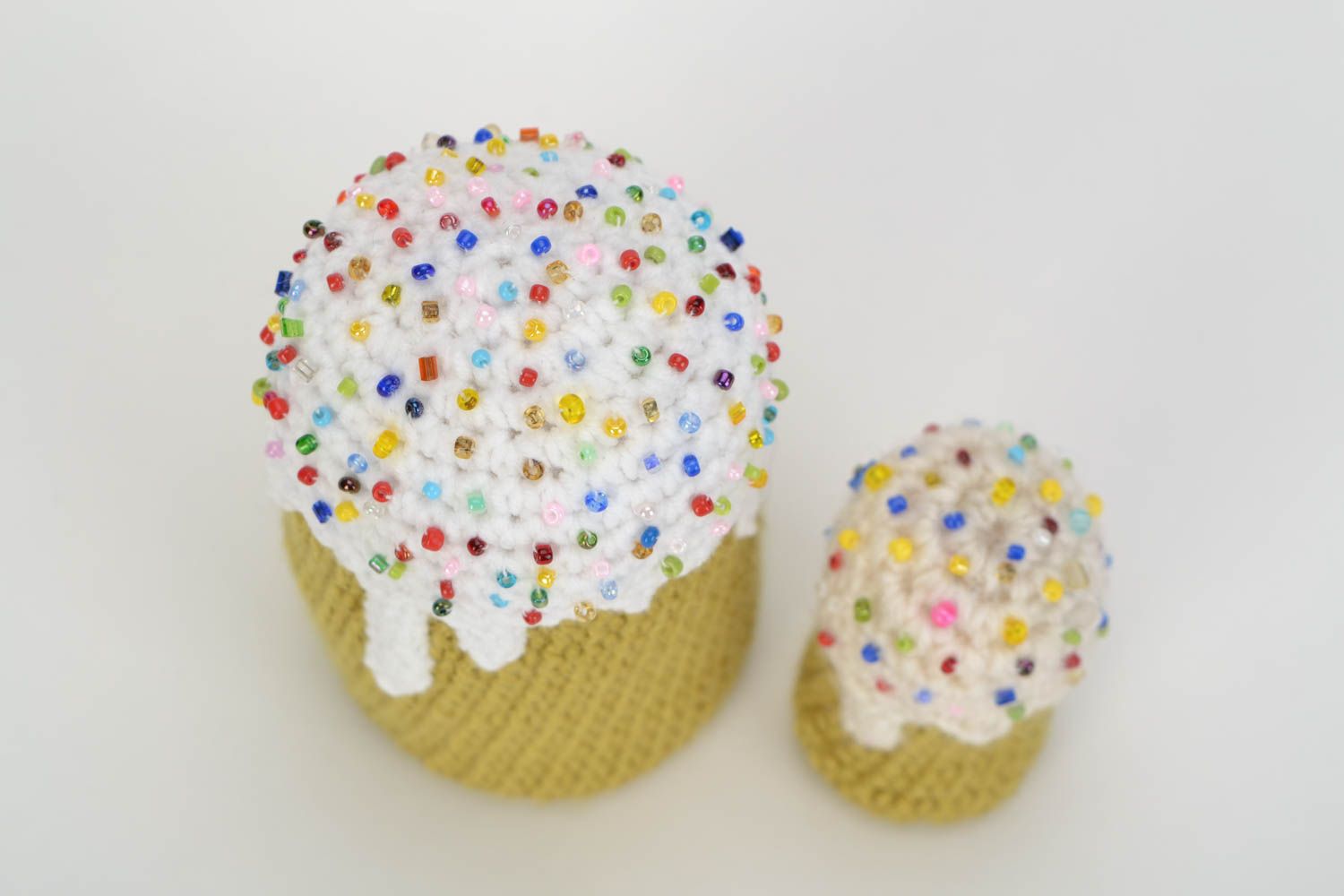 Beautiful handmade crochet soft Easter cakes set 2 pieces for home decor photo 4