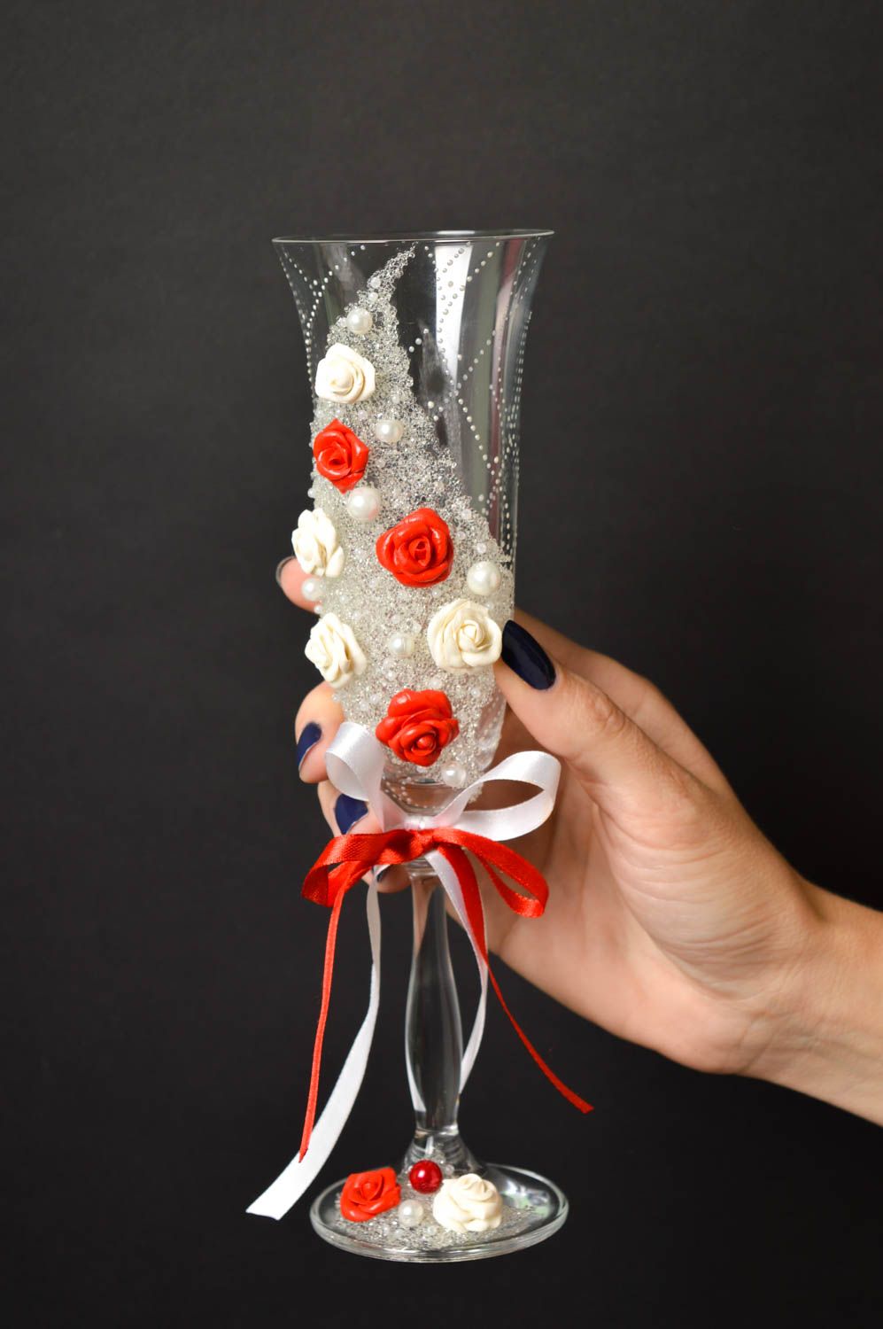 Copas de novios con rosas artesanales detalles de boda copas decoradas para boda foto 5