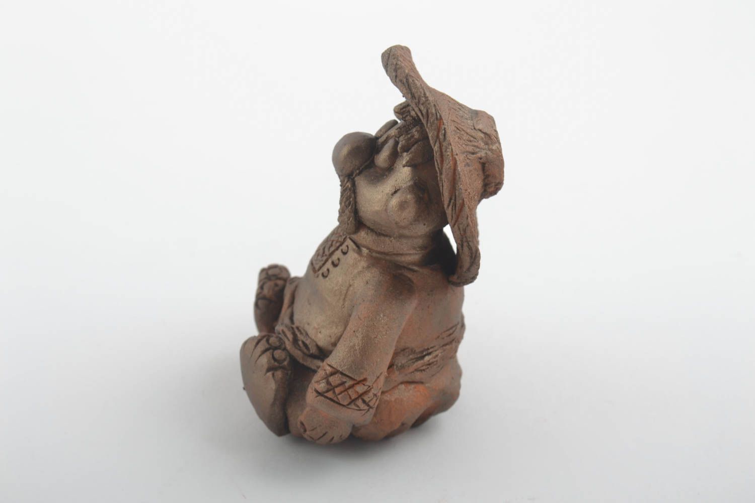 Figurine originale fait main Petite statuette en argile paysan Déco intérieur photo 3