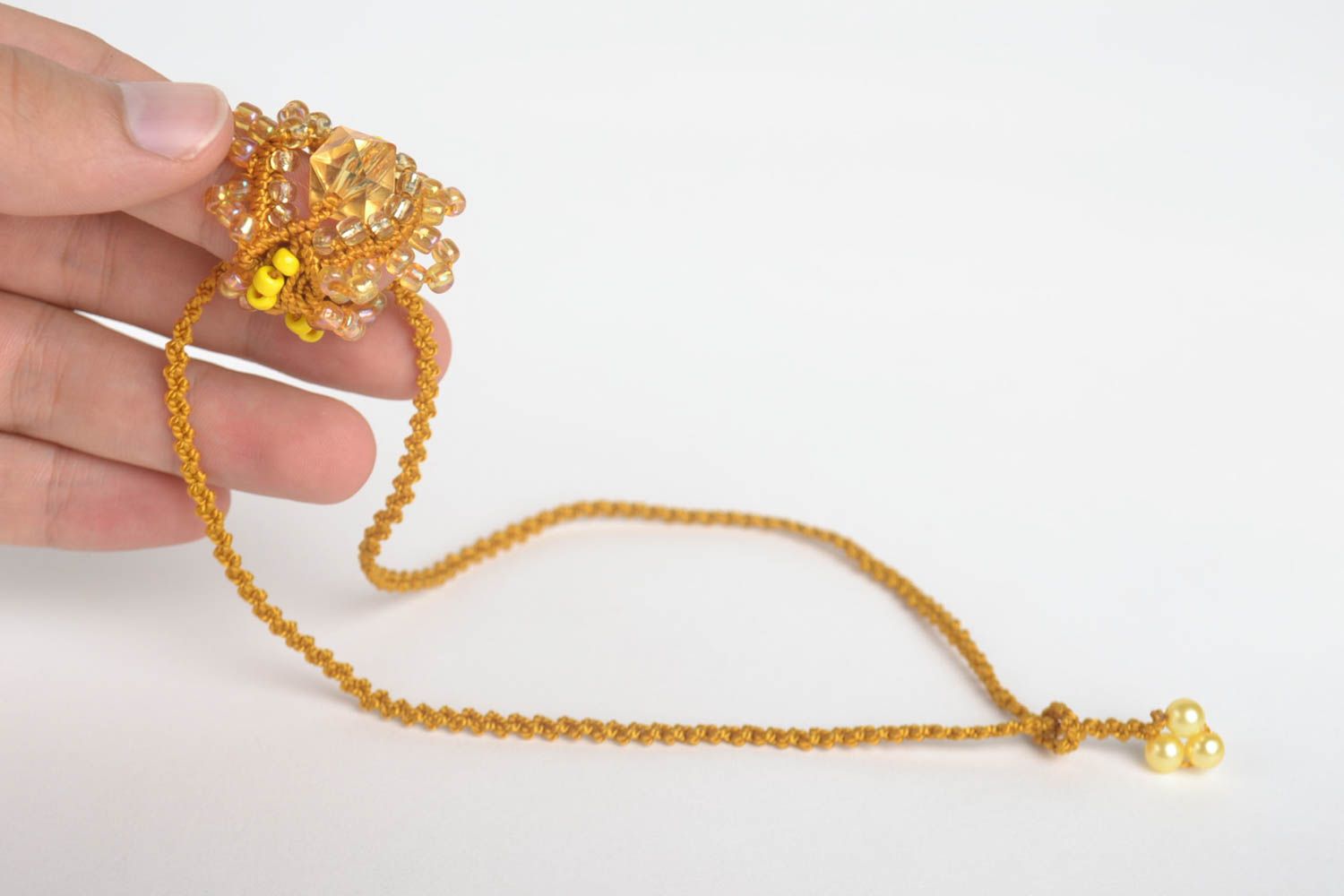 Handmade pendant designer jewelry unusual ring macrame accessory gift ideas photo 5