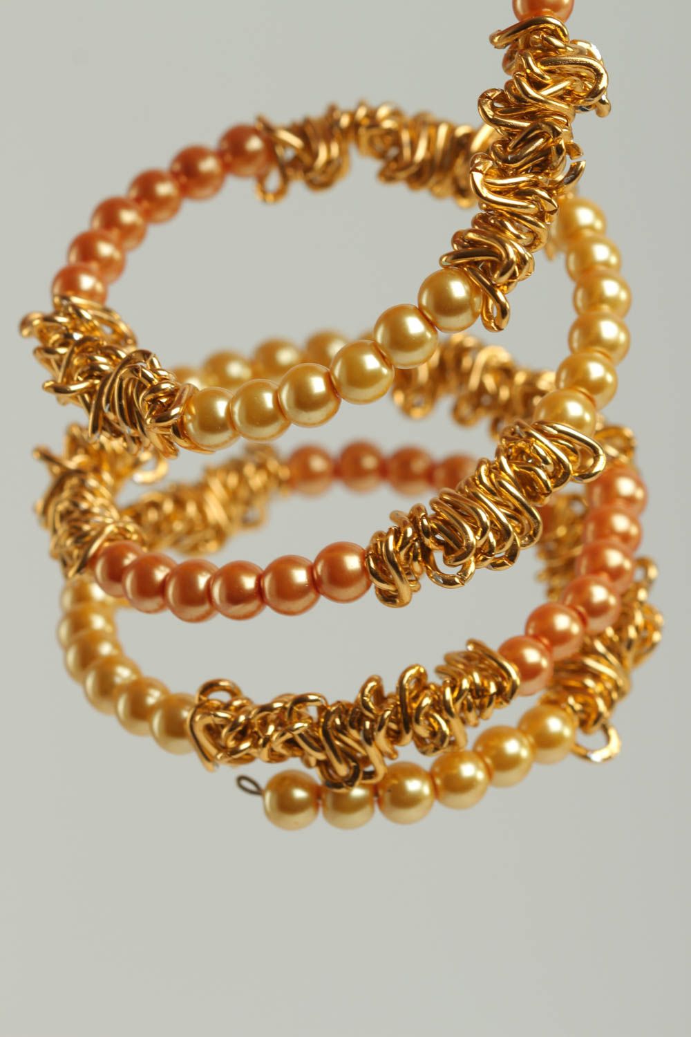 Bracelet perles fantaisie jaune Bijou fait main avec chaînes Accessoire femme photo 5