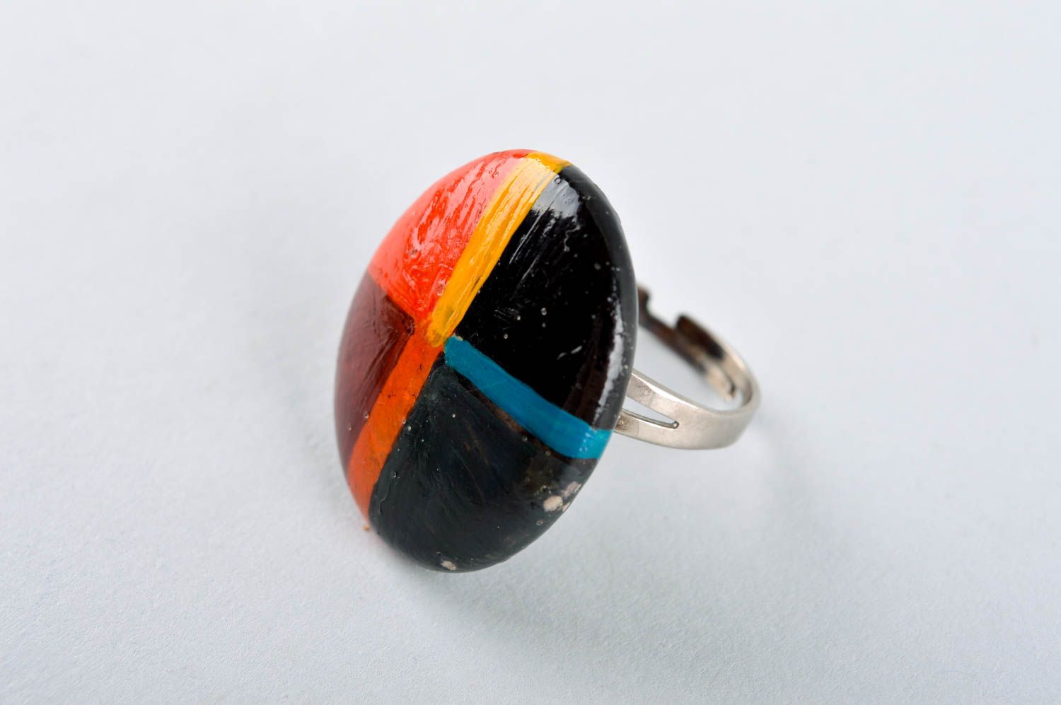 Кольцо ручной работы кольцо с камнем металлическое украшение с камнем расписное фото 2