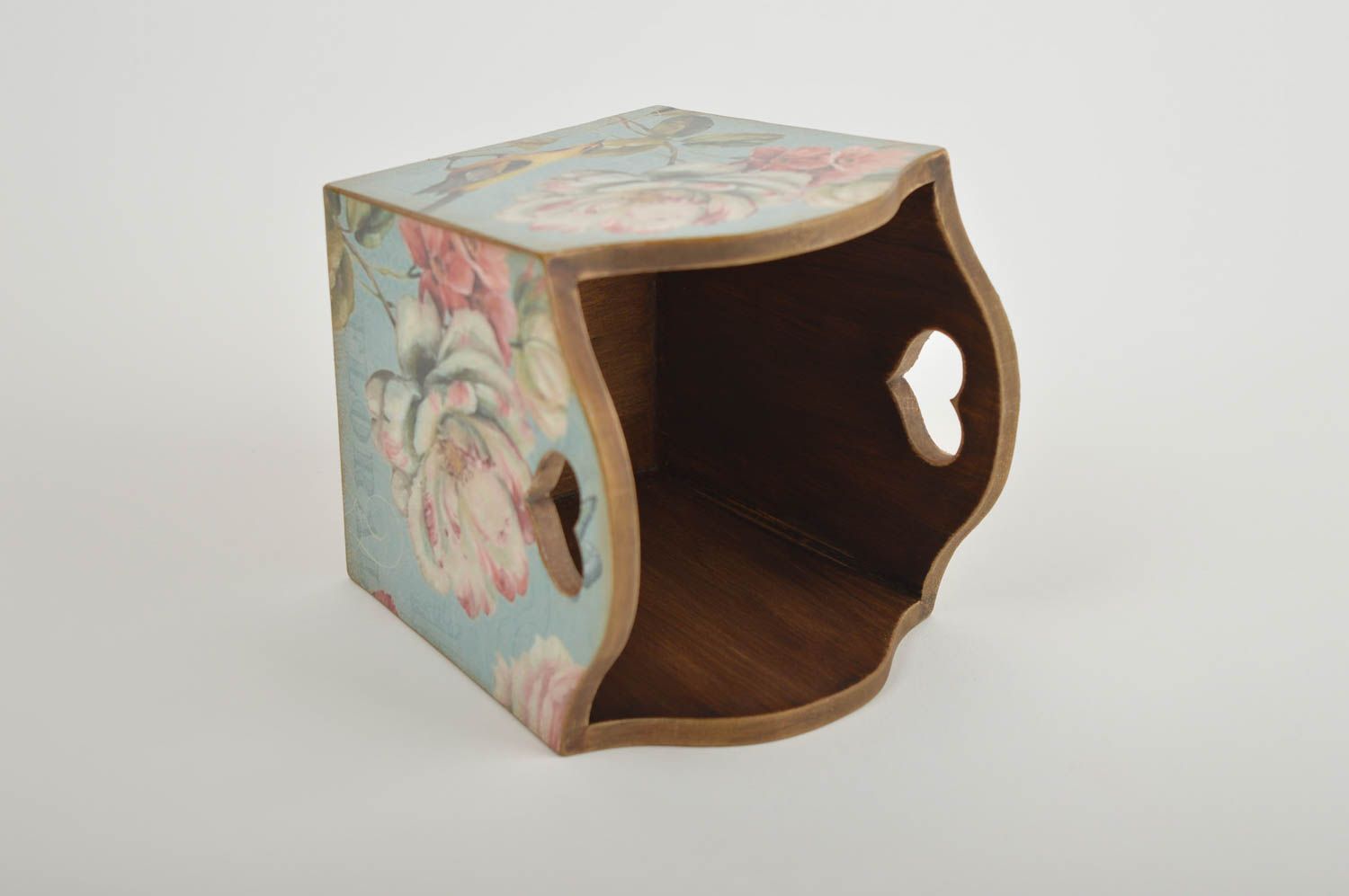 Serviettenbox aus Holz handmade Deko Tischdekoration aus Holz Decoupage Technik foto 5