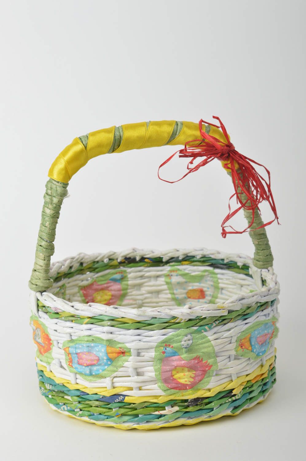 Unusual handmade newspaper basket woven paper basket interior decorating photo 2