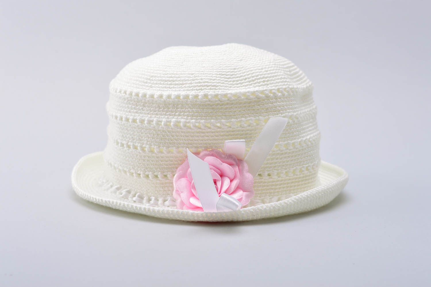 Handmade crocheted hat panama hat openwork summer hat for ladies present for her photo 3