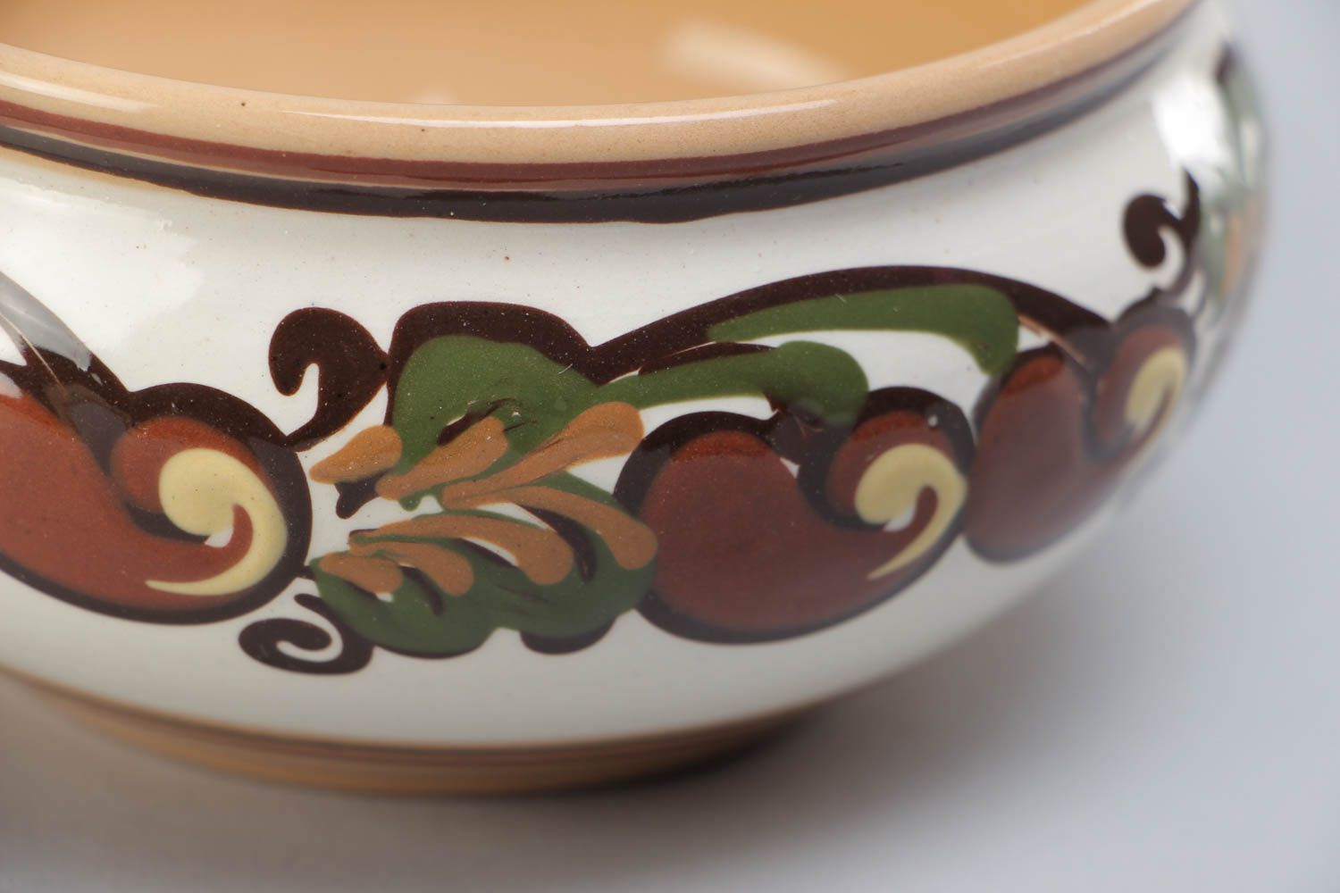 Small handmade designer ceramic bowl painted with color glaze 300 ml photo 4