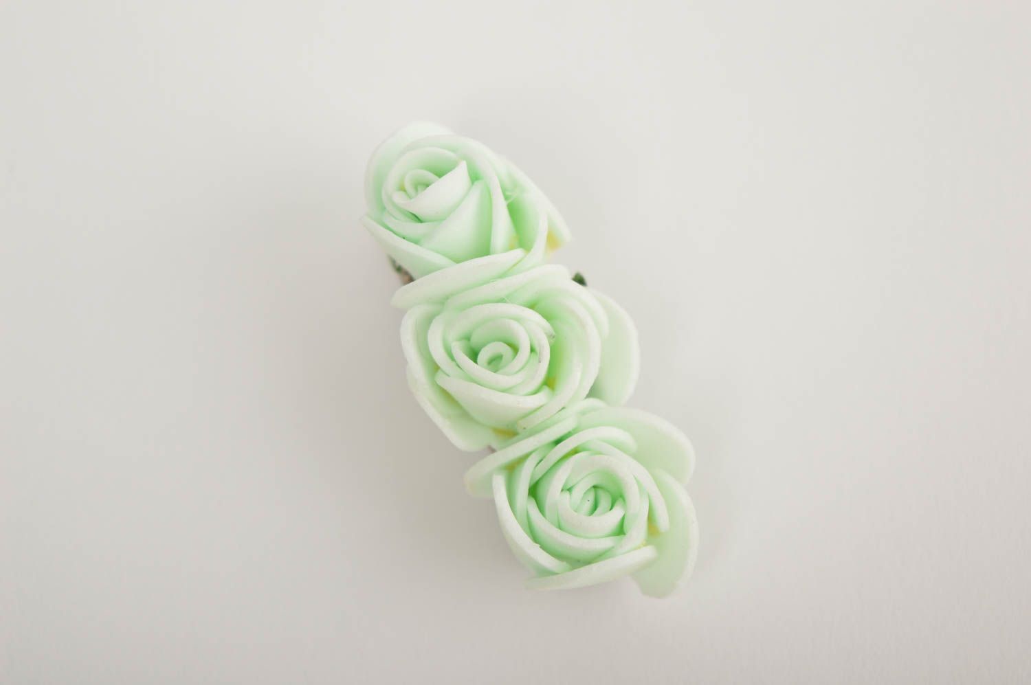 Handmade hair accessories fabric hair clip with roses flower barrette girl gift  photo 5