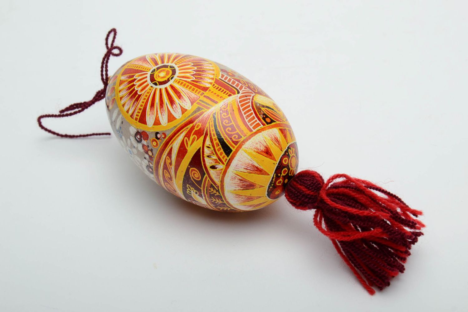 Пасхальное яйцогусиное с росписью подвеска ручной работы фото 3