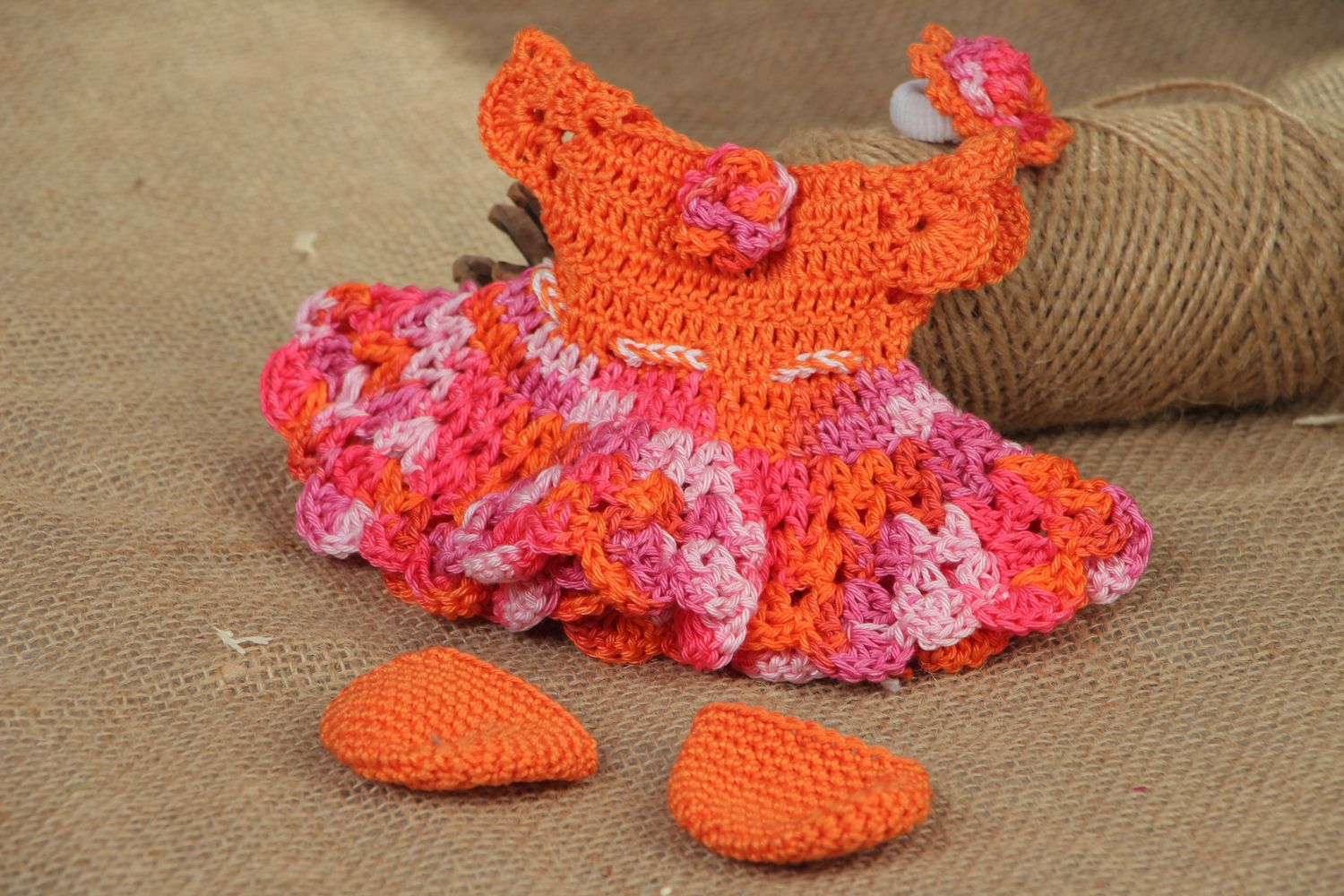 Bright crochet doll clothes photo 5