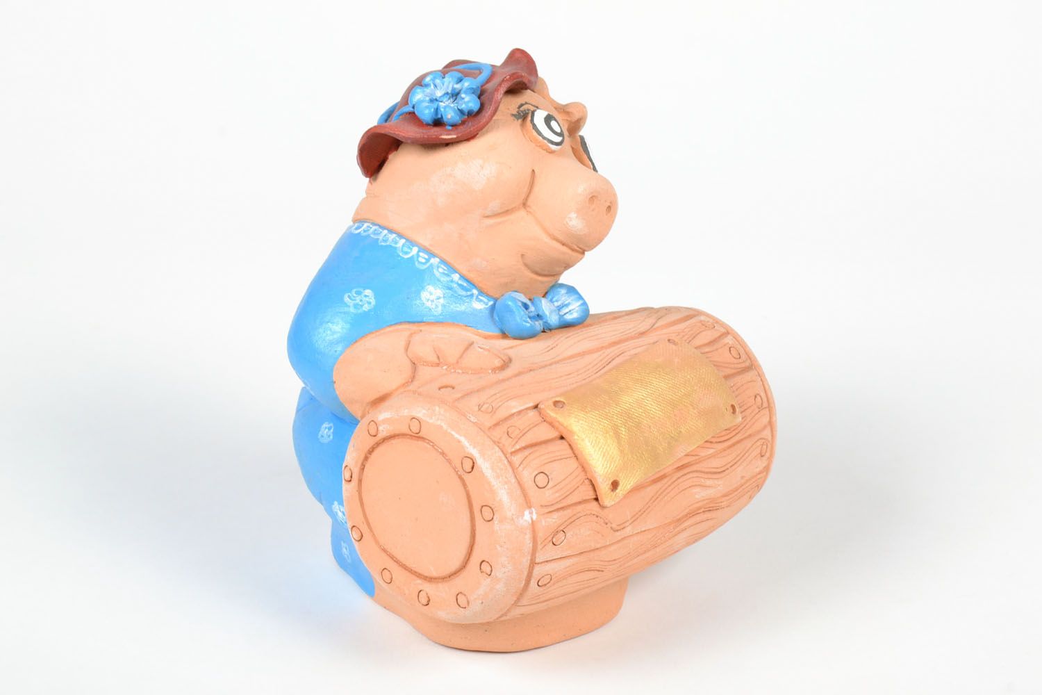 Clay money box in the shape of pig photo 2