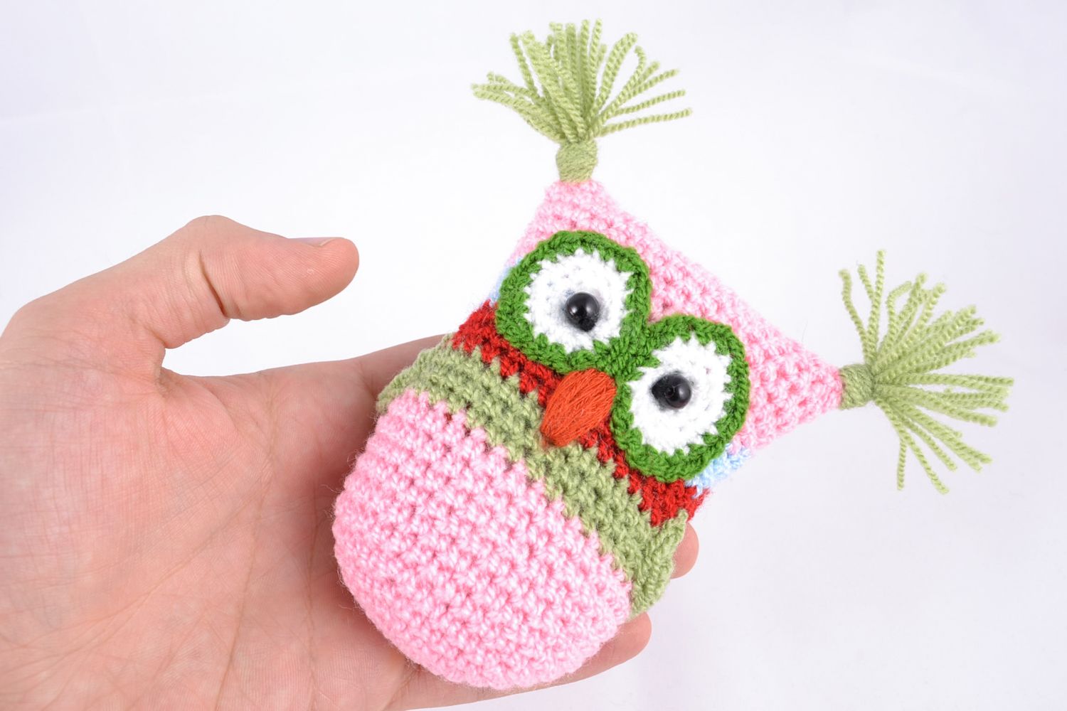 Beautiful bright soft crochet toy owl photo 2