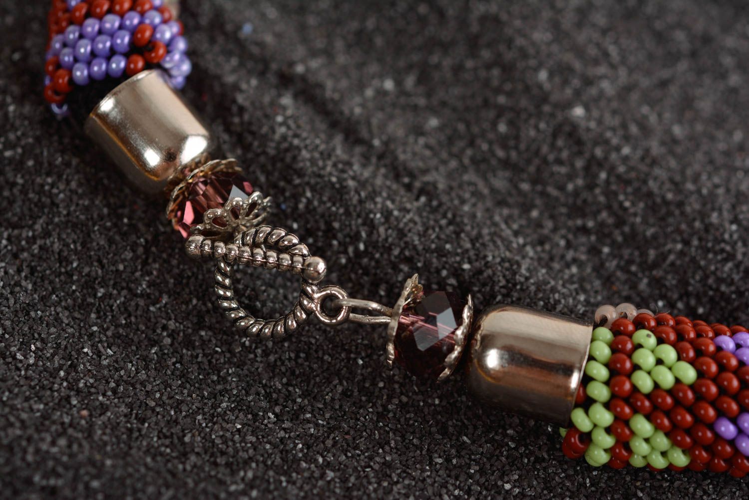 Collier spirale Bijou fait main Cadeau femme motifs géométriques perles rocaille photo 5