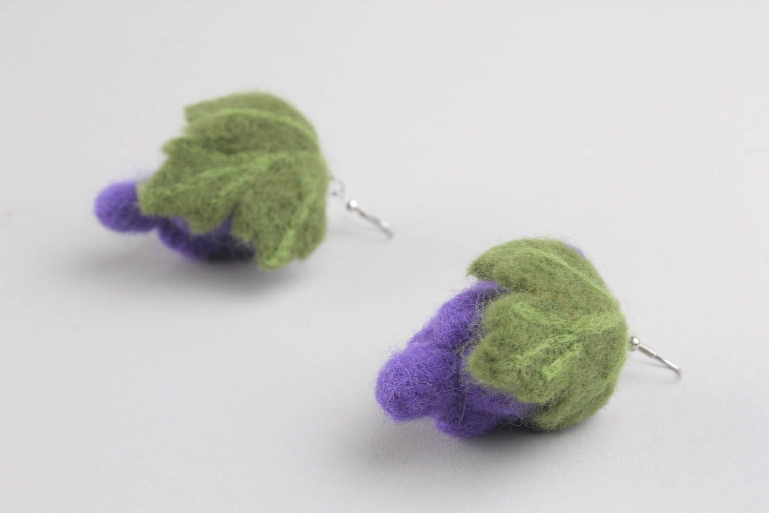 Earrings made ​​of wool using the technique of dry felting photo 4