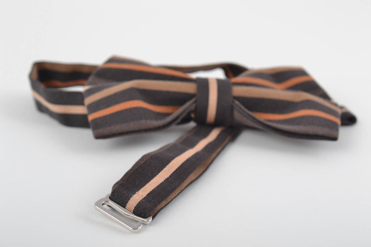 Beautiful handmade designer fabric bow tie of dark colors photo 5