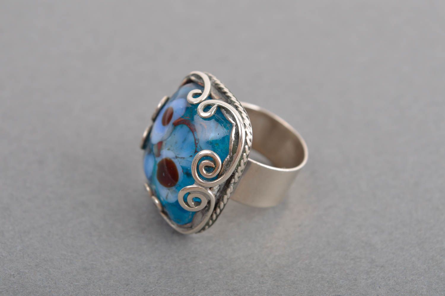 Стильное кольцо хэнд мэйд украшение из мельхиора женское кольцо перстень фото 2