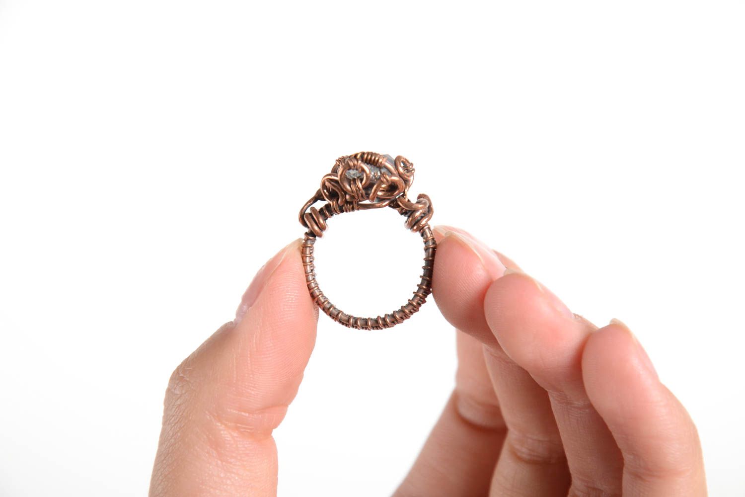 Handmade Kupfer Ring Damen Modeschmuck Accessoire für Frauen künstlerisch foto 3