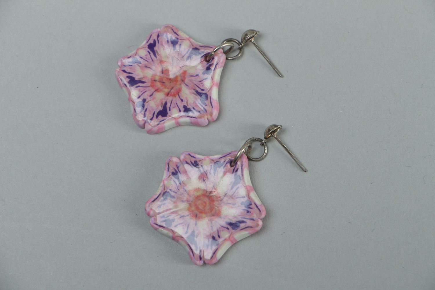 Polymer clay floral earrings photo 1