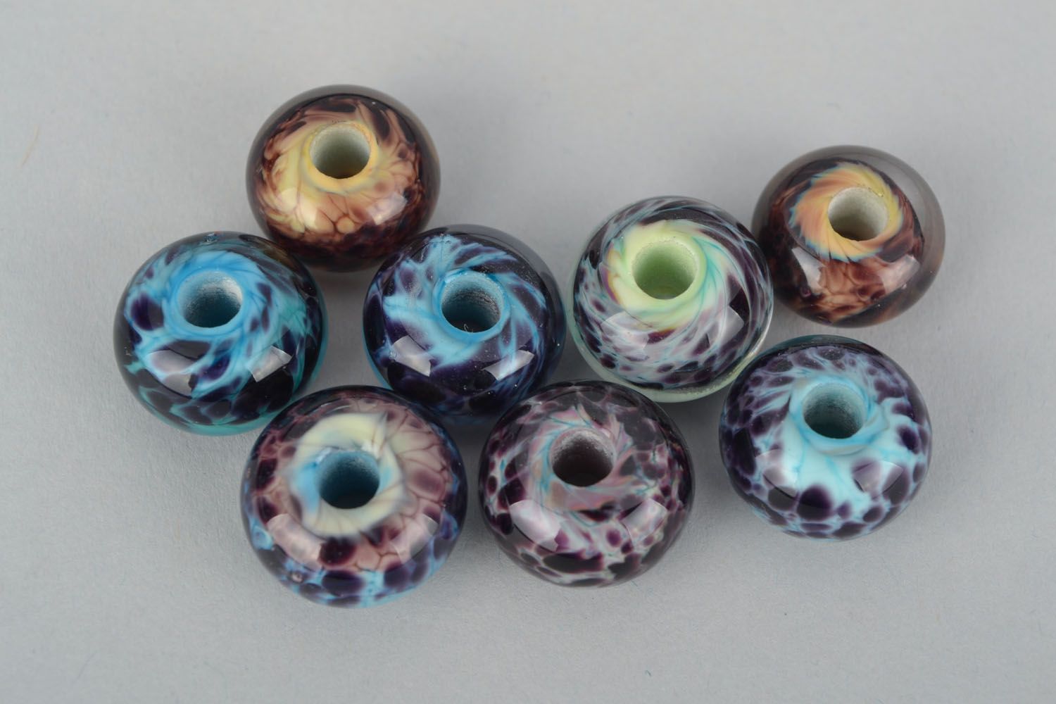 Fourniture verre chalumeau perles fantaisie rondes multicolores photo 1