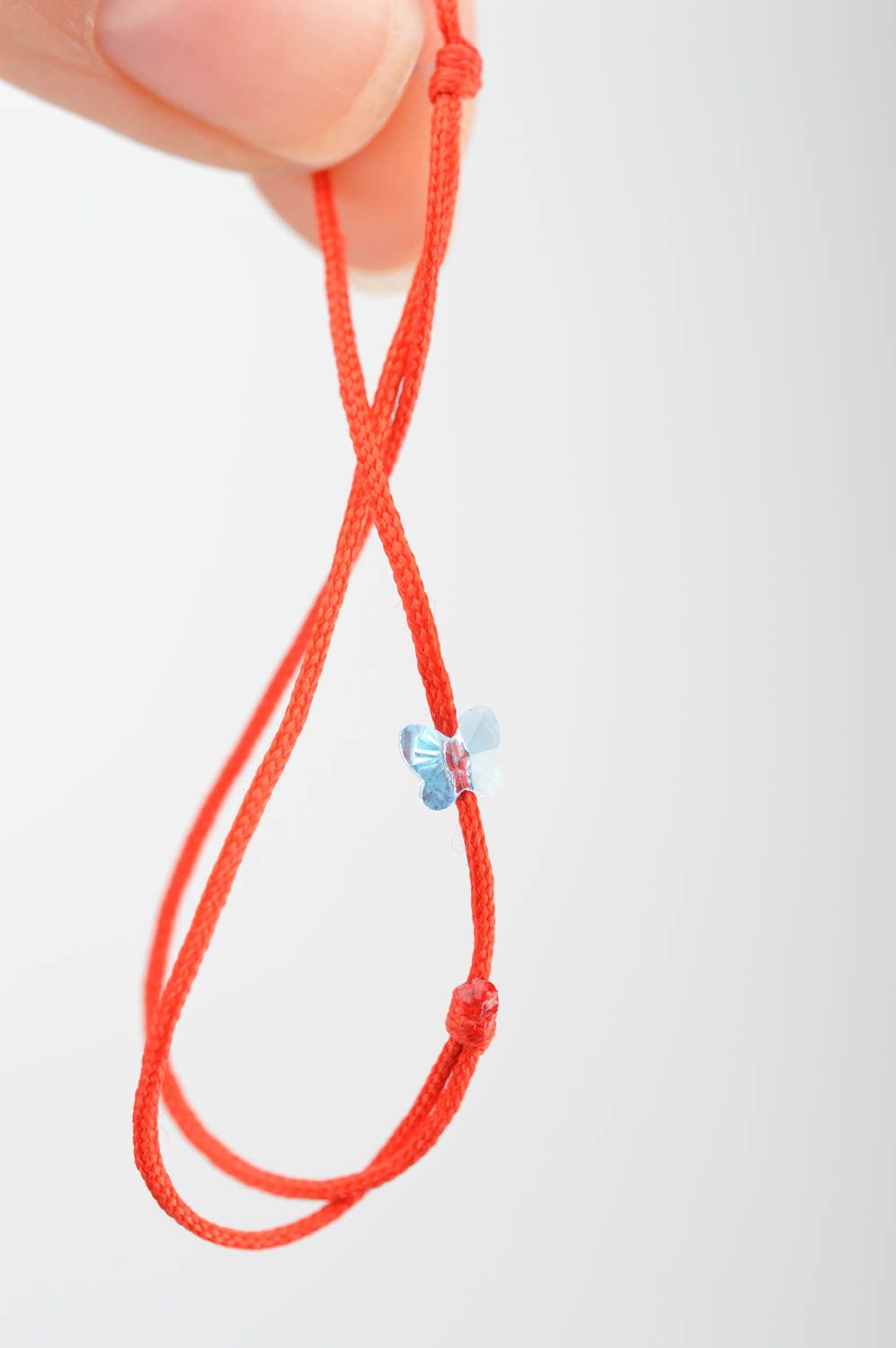 Bracelet cordon rouge Bijou fait main fin avec papillon en strass Cadeau femme photo 3
