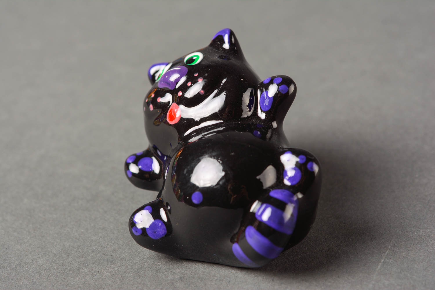 Statuetta in gesso fatta a mano figurina decorativa originale gatto nero foto 3
