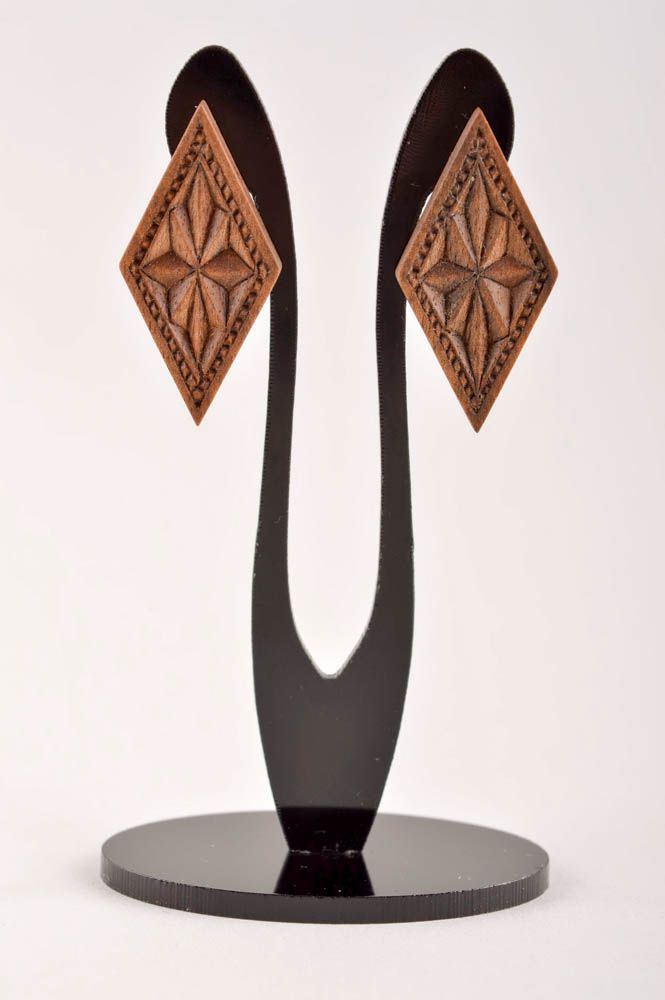 Украшение ручной работы модные серьги женский браслет деревянные украшения фото 2