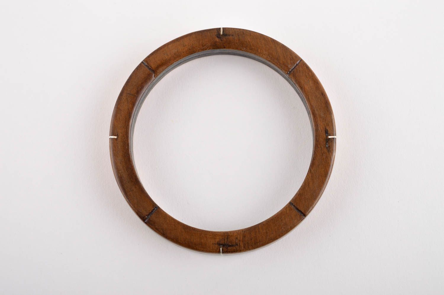 Pulsera de madera hecha a mano regalo original accesorio para mujer redonda foto 4