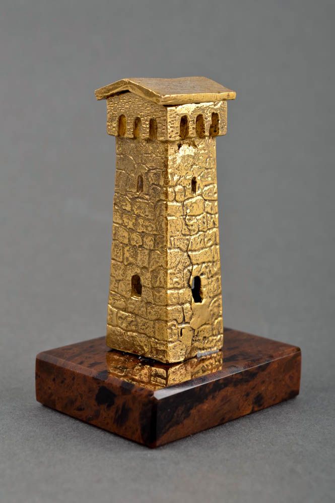 Декор для дома ручной работы фигурка из металла статуэтка из латуни Башня фото 1