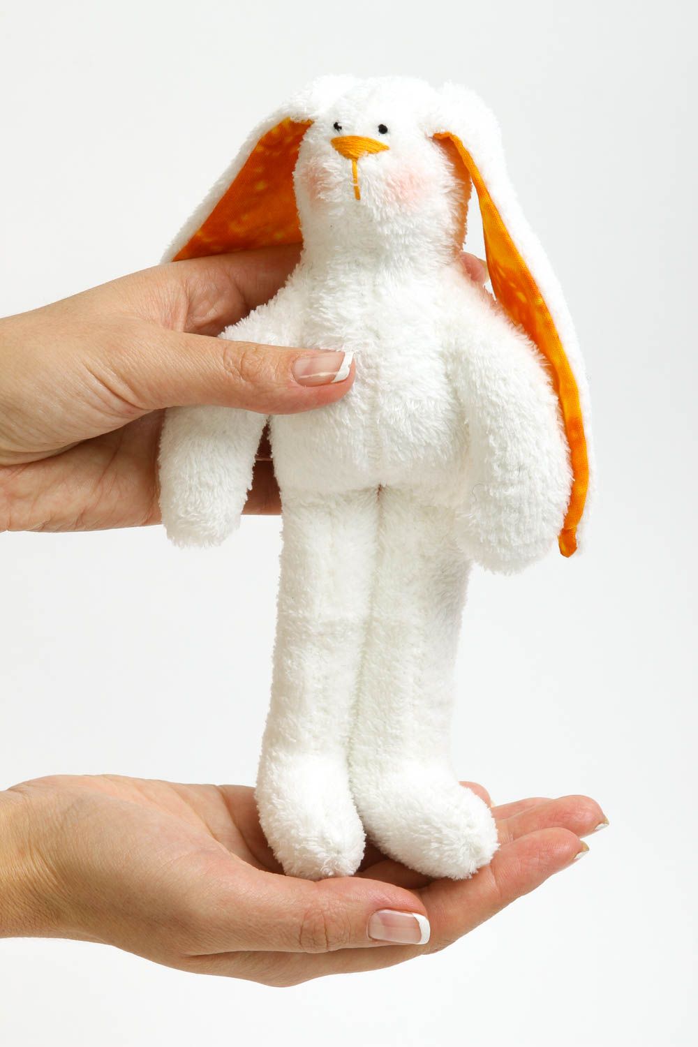 Игрушка заяц ручной работы детская игрушка из ткани белая мягкая игрушка фото 5
