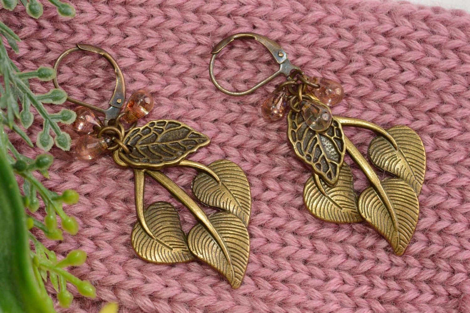 Handmade crystal earrings metal earrings with charms long earrings for women photo 1