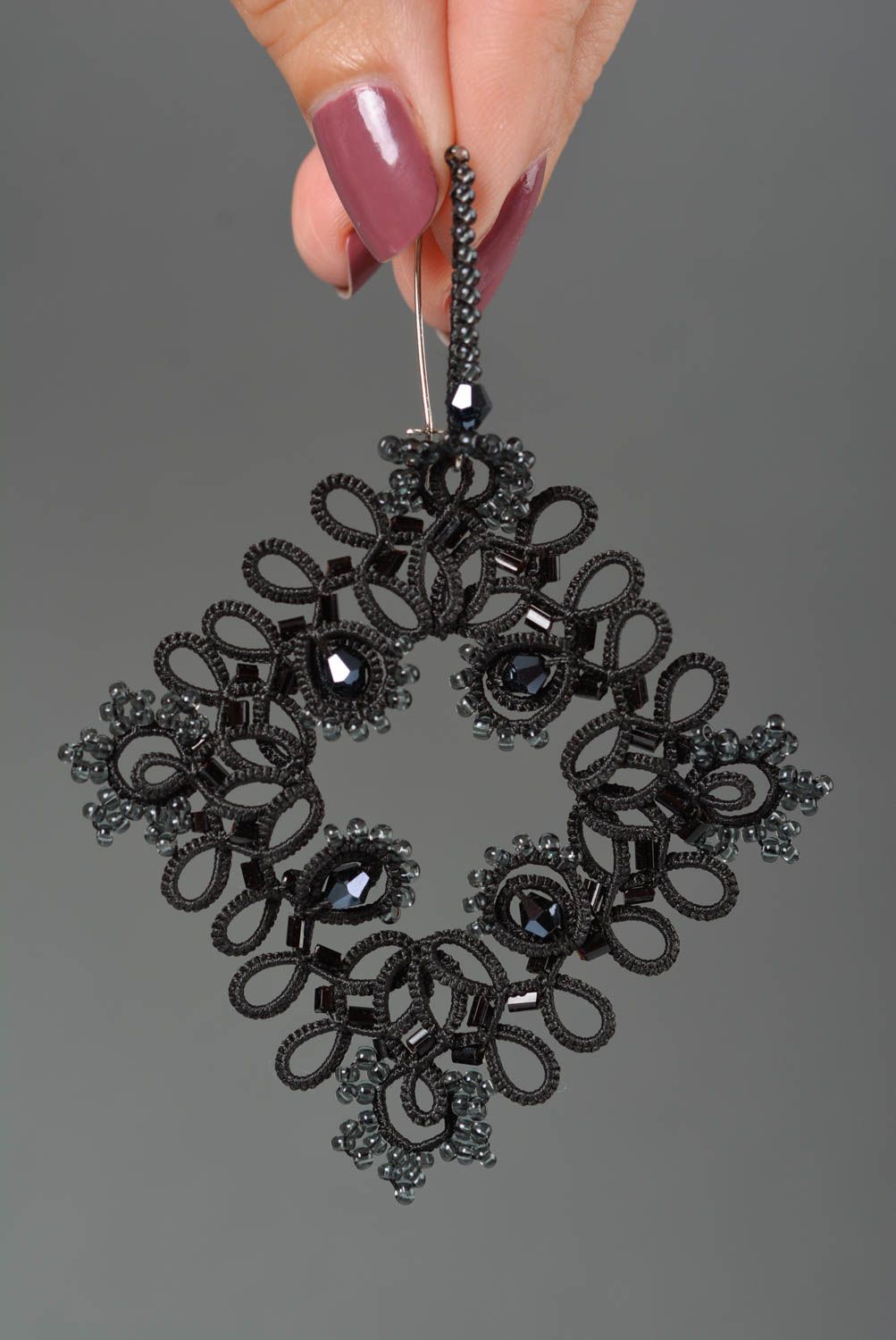 Damen Ohrringe Designer Schmuck Accessoire für Frauen Schmuck handgemacht dunkel foto 3