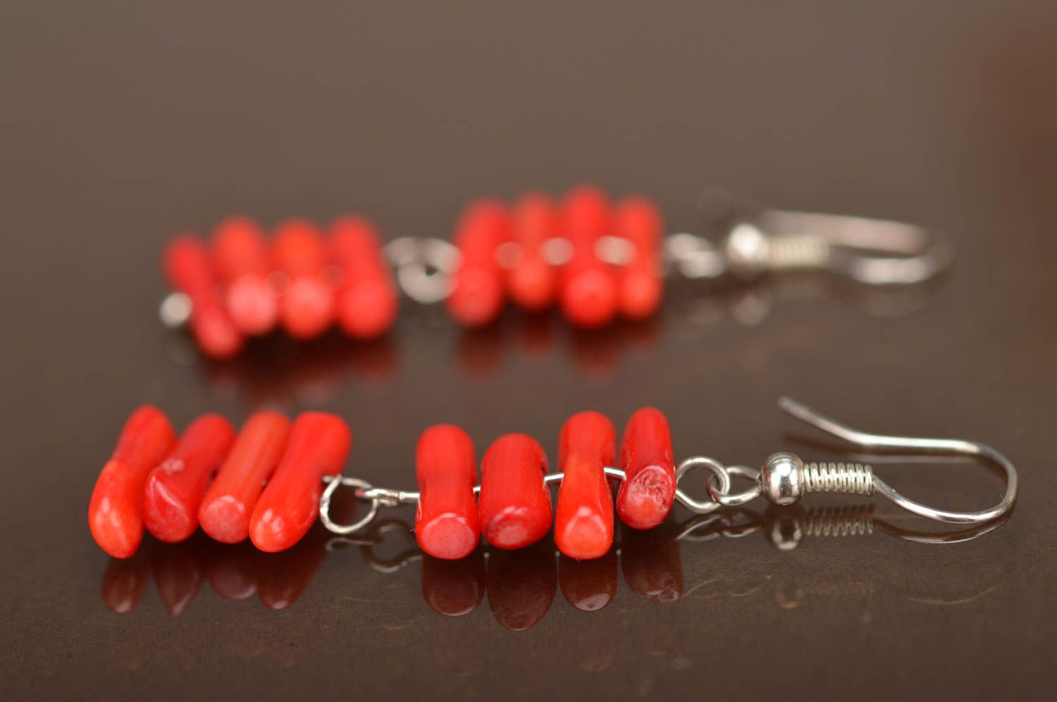 Damen Ohrringe handmade Edelstein Schmuck Accessoires für Frauen in Rot  foto 5