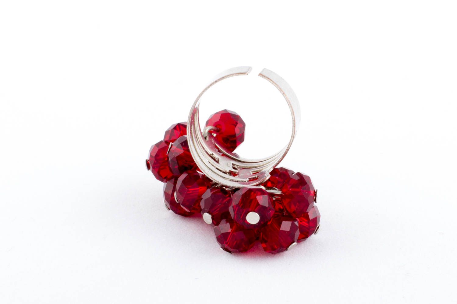 Стильное кольцо с натуральным камнем авторской работы красное для женщин подарок фото 5