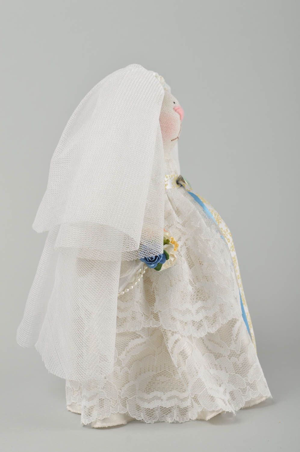Свадебный заяц невеста игрушка ручной работы свадебный декор подарок молодоженам фото 5