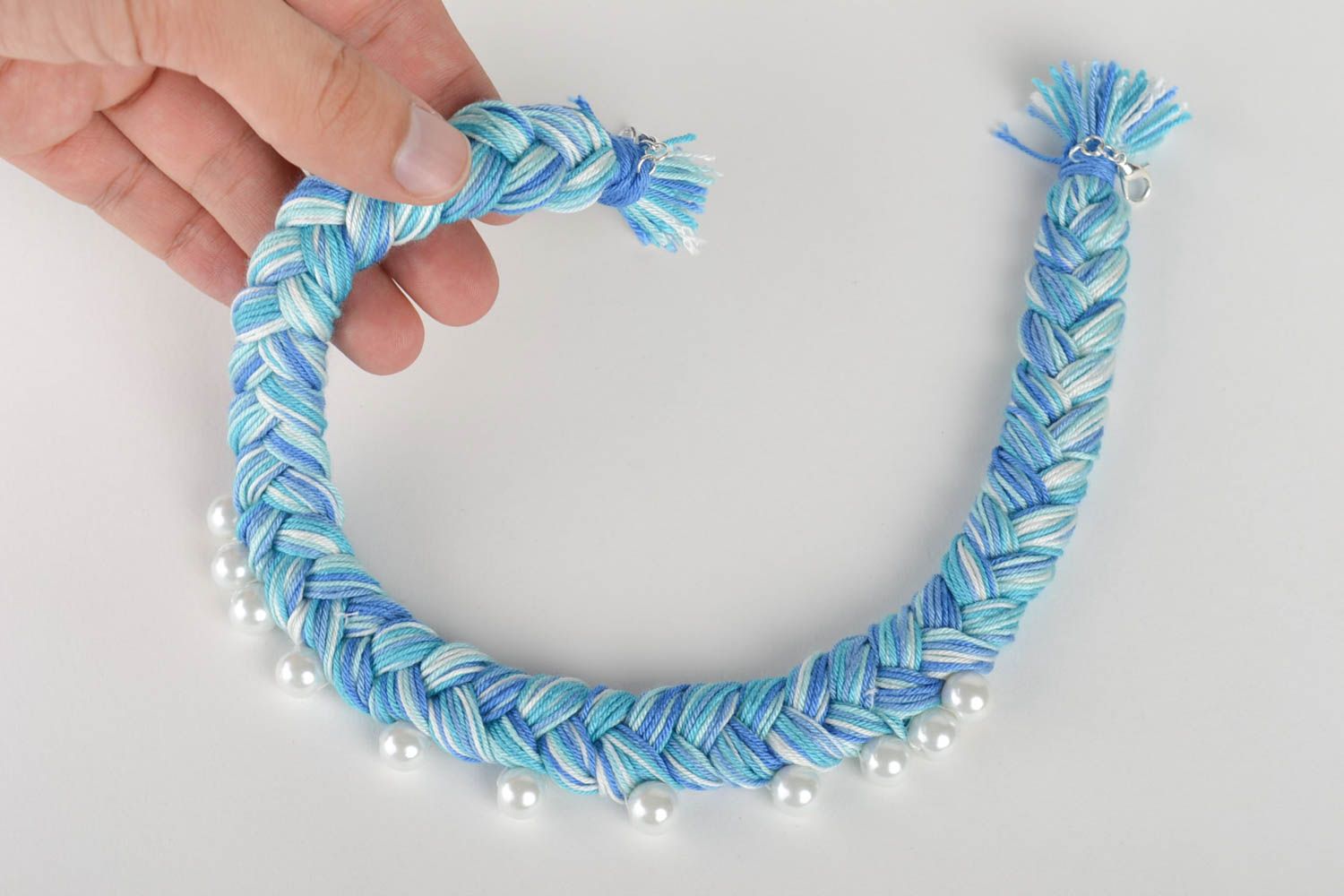 Unique designer textile necklace handmade woven jewelry present for woman photo 4