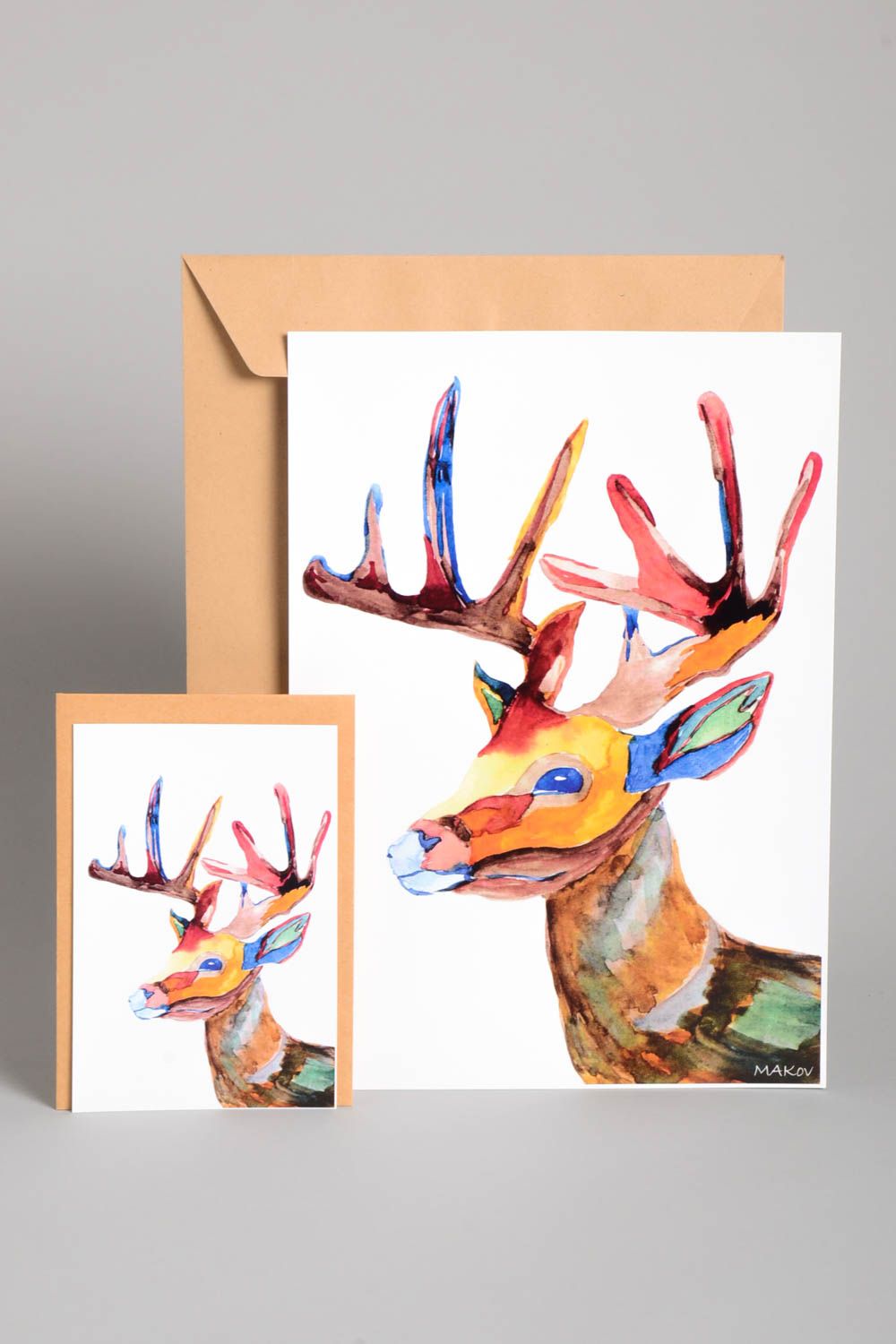 Handmade Hirschen modernes Wandbild Design Grusskarte Geschenk Idee stilvoll foto 1