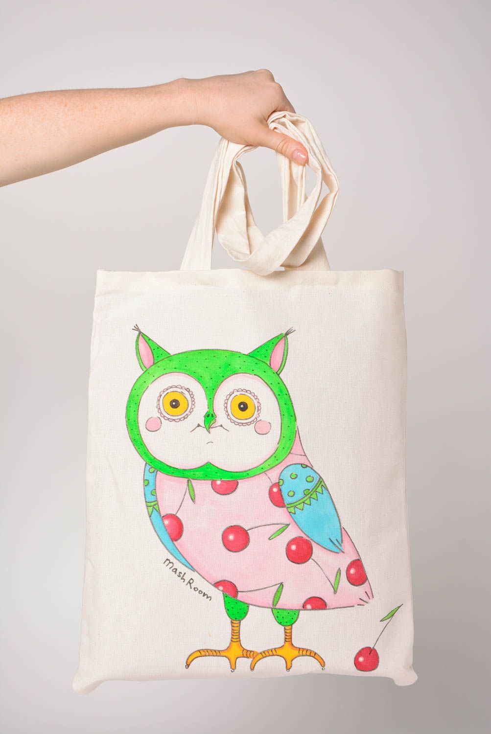 Handmade Stoff Tragetasche Designer Tasche Damen Accessoire Stoff Tasche Eule foto 3