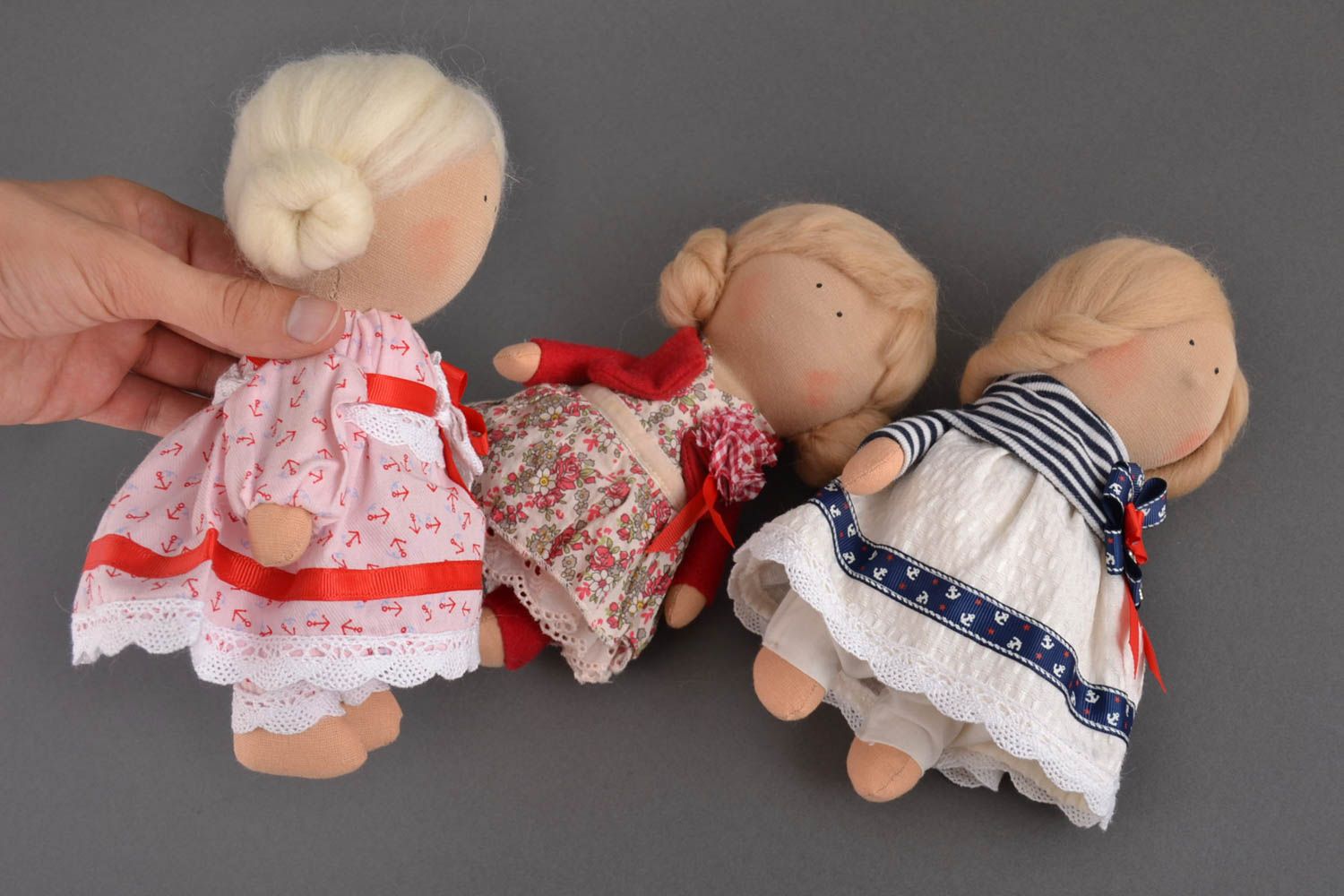 Set of 3 handmade rag dolls homemade soft toys stuffed toys interior decorating photo 5