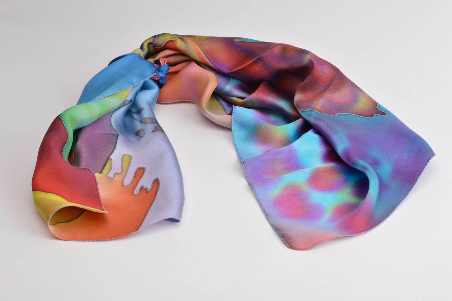 Pañuelo de seda accesorio de moda hecho a mano multicolor regalo original foto 4