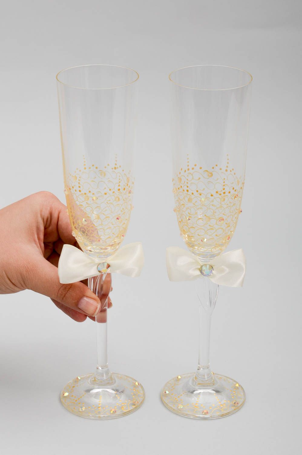 Handmade Gläser Set Geschirr aus Glas Hochzeit Gläser 2 Stück schön gemustert foto 5