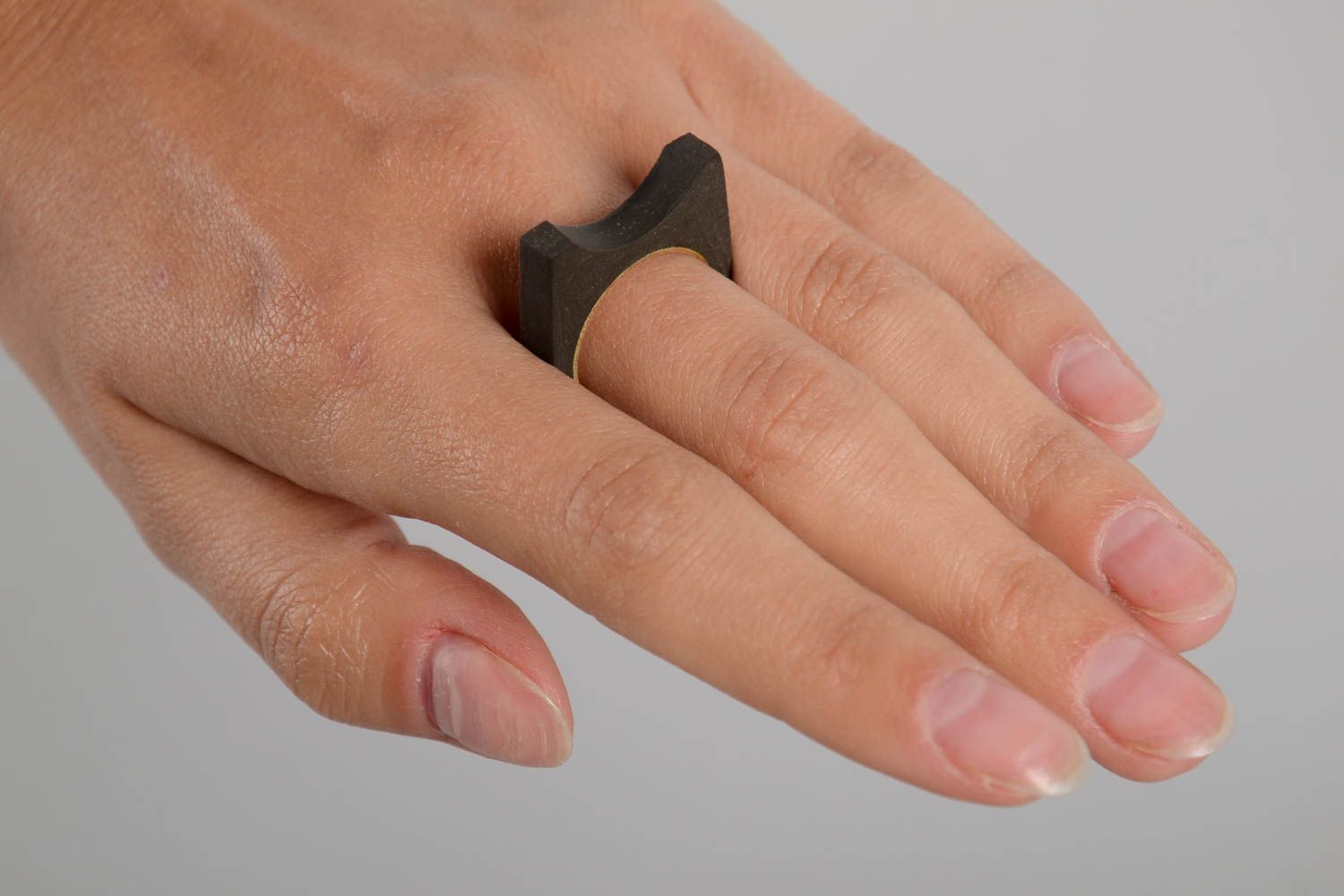 Кольцо ручной работы кольцо из латуни и бетона эксклюзивное кольцо необычное фото 3