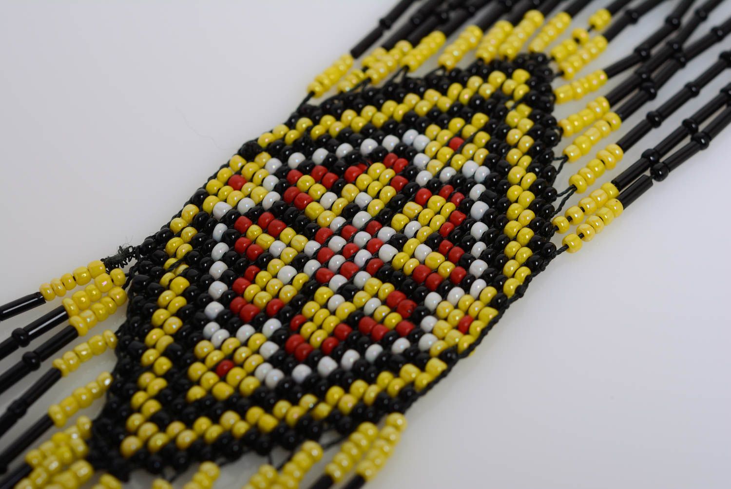 Collier en perles de rocailles gerdan fait main noir jaune bijou ethnique photo 2