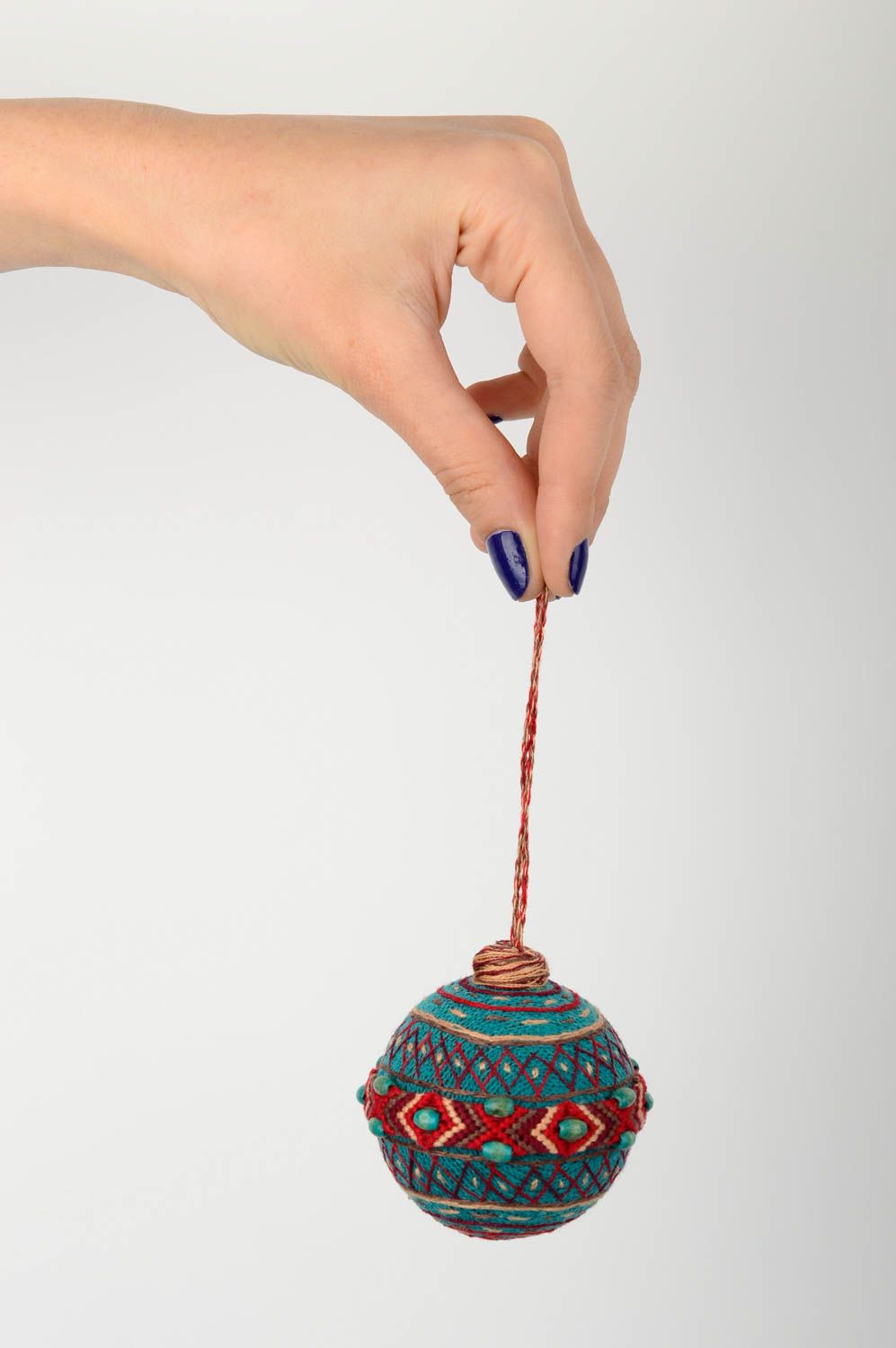 Елочная игрушка ручной работы новогодний шар голубой новогоднее украшение фото 5