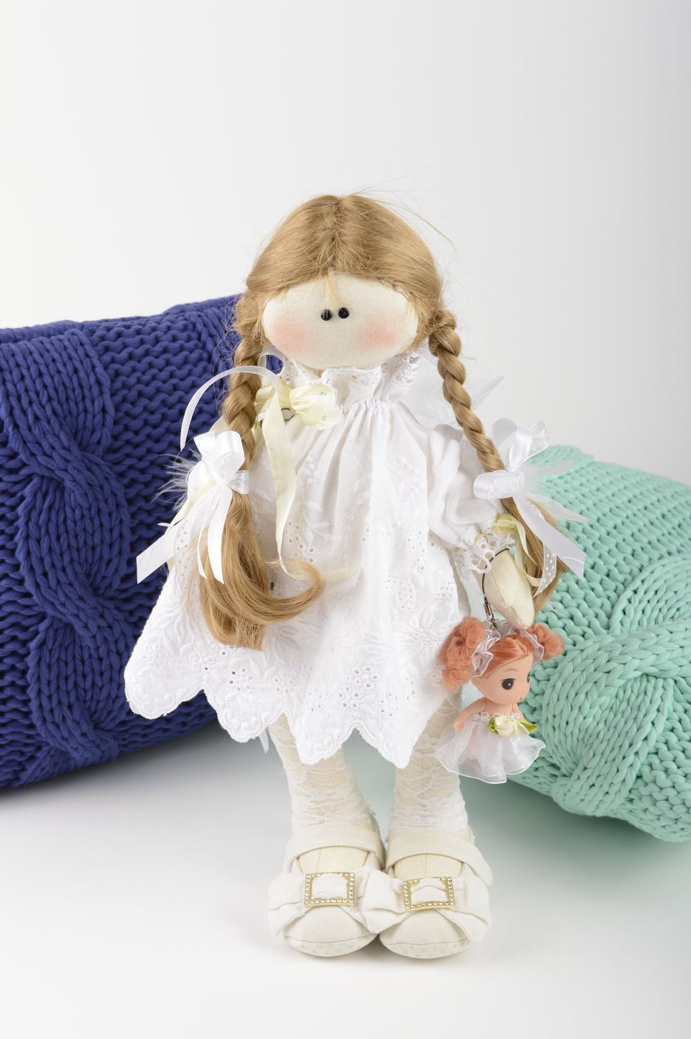 Handmade beautiful textile doll unusual stylish doll soft toys for kids photo 1