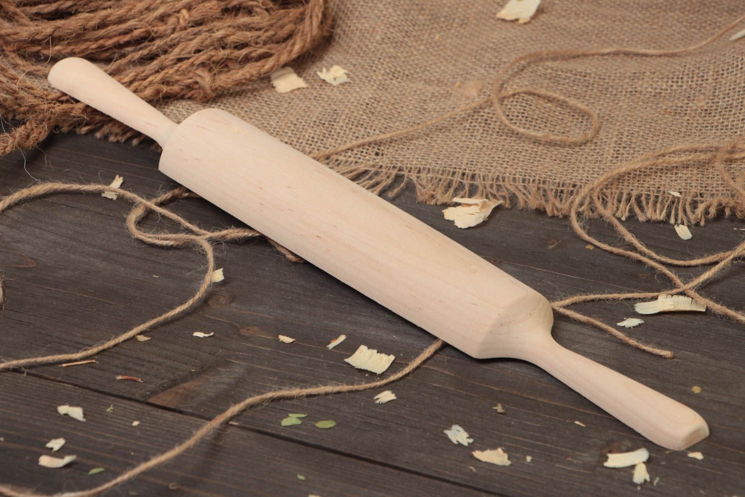 Handmade wooden craft blank for decoration in the shape of rolling pin  photo 1