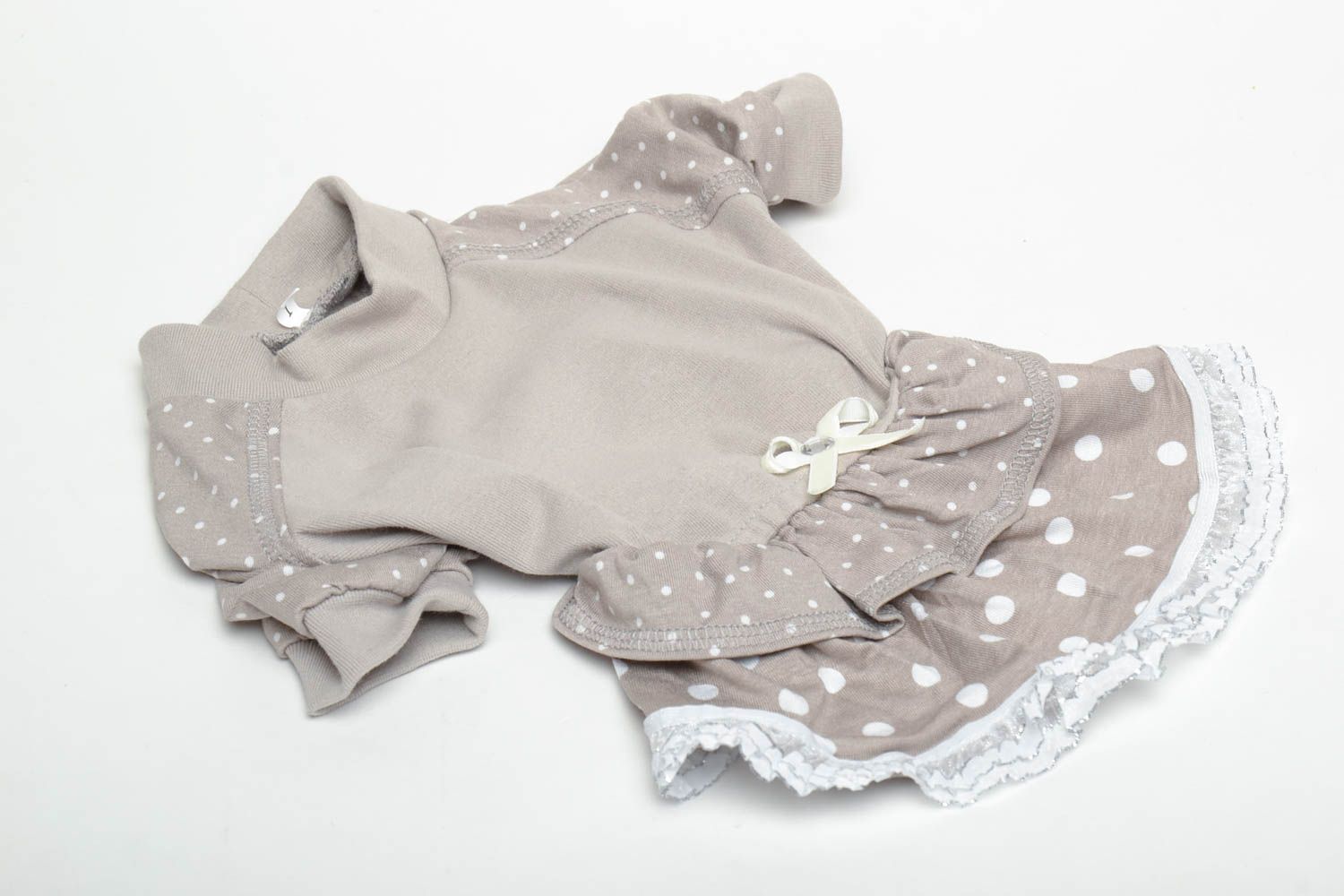 Grey dotted dress for dogs photo 3