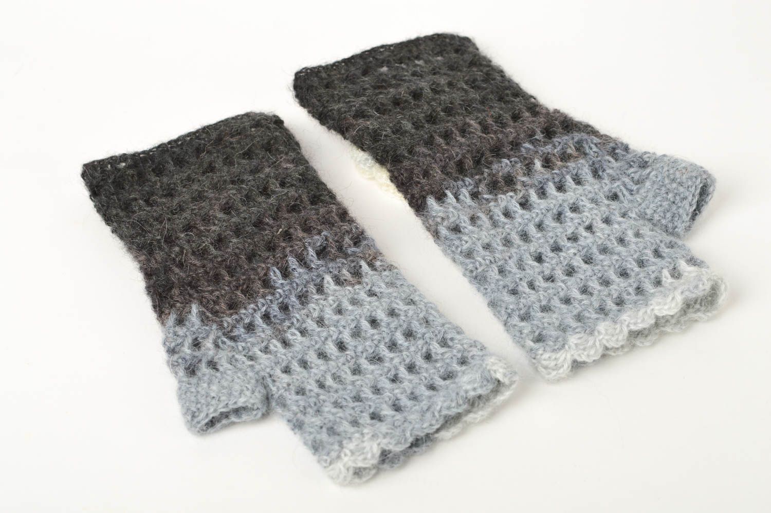 Mitaines tricot faites main Mitaines laine au crochet chaudes Vêtement femme photo 5