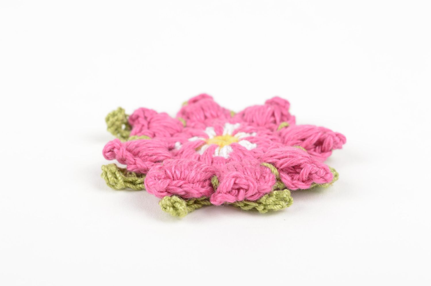 Fleur pour bijoux faite main Fourniture bijoux au crochet rose Loisirs créatifs photo 4
