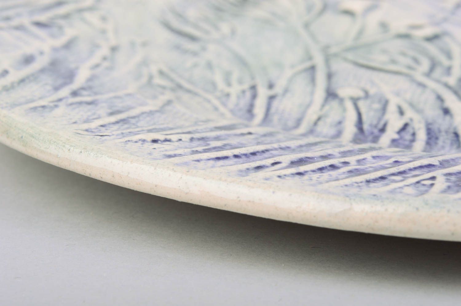 Beautiful handmade ceramic plate ornamented clay plate designer dishware photo 5